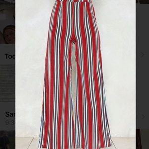 Nasty Gal Red Stripe Wide-Leg Pants